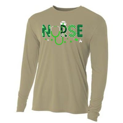 Irish Nurse Stethoscope Scrub St Patricks Day Nurses Women Gift Cooling Performance Long Sleeve Crew