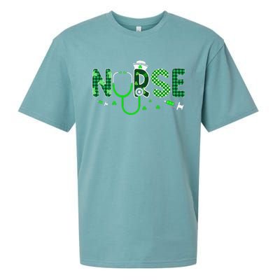 Irish Nurse Stethoscope Scrub St Patricks Day Nurses Women Gift Sueded Cloud Jersey T-Shirt