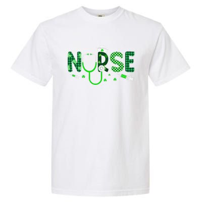 Irish Nurse Stethoscope Scrub St Patricks Day Nurses Women Gift Garment-Dyed Heavyweight T-Shirt