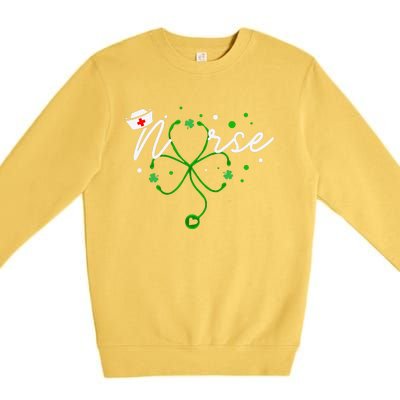 Irish Nurse Stethoscope Scrub St Patricks Day Nurses Premium Crewneck Sweatshirt