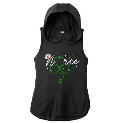 Irish Nurse Stethoscope Scrub St Patricks Day Nurses Ladies PosiCharge Tri-Blend Wicking Draft Hoodie Tank