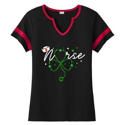 Irish Nurse Stethoscope Scrub St Patricks Day Nurses Ladies Halftime Notch Neck Tee