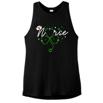 Irish Nurse Stethoscope Scrub St Patricks Day Nurses Ladies PosiCharge Tri-Blend Wicking Tank