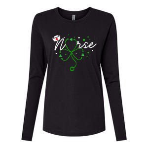 Irish Nurse Stethoscope Scrub St Patricks Day Nurses Womens Cotton Relaxed Long Sleeve T-Shirt