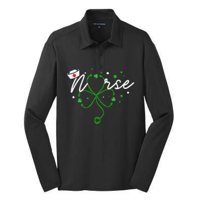 Irish Nurse Stethoscope Scrub St Patricks Day Nurses Silk Touch Performance Long Sleeve Polo