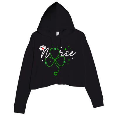 Irish Nurse Stethoscope Scrub St Patricks Day Nurses Crop Fleece Hoodie