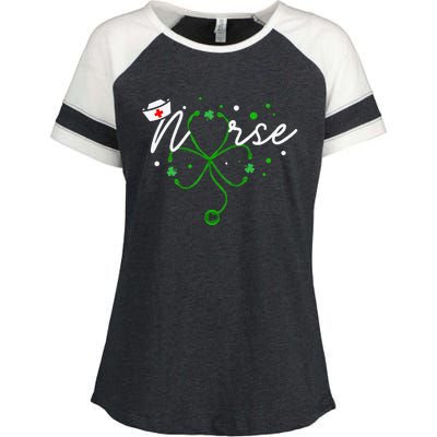 Irish Nurse Stethoscope Scrub St Patricks Day Nurses Enza Ladies Jersey Colorblock Tee