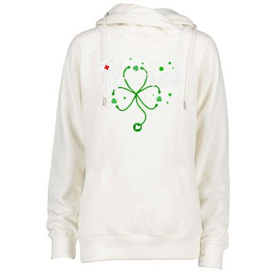 Irish Nurse Stethoscope Scrub St Patricks Day Nurses Womens Funnel Neck Pullover Hood