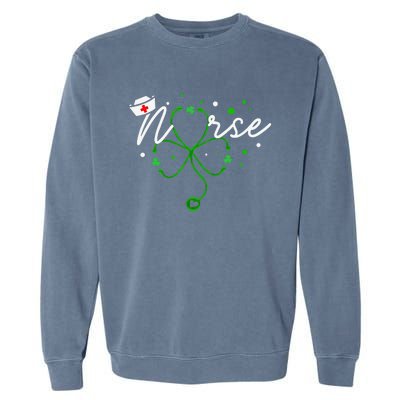 Irish Nurse Stethoscope Scrub St Patricks Day Nurses Garment-Dyed Sweatshirt