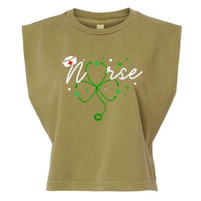 Irish Nurse Stethoscope Scrub St Patricks Day Nurses Garment-Dyed Women's Muscle Tee