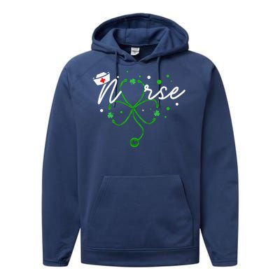 Irish Nurse Stethoscope Scrub St Patricks Day Nurses Performance Fleece Hoodie