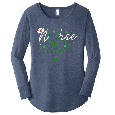 Irish Nurse Stethoscope Scrub St Patricks Day Nurses Women's Perfect Tri Tunic Long Sleeve Shirt