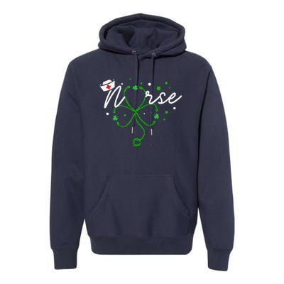 Irish Nurse Stethoscope Scrub St Patricks Day Nurses Premium Hoodie