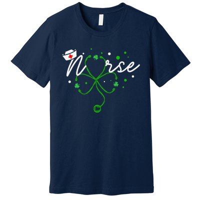 Irish Nurse Stethoscope Scrub St Patricks Day Nurses Premium T-Shirt