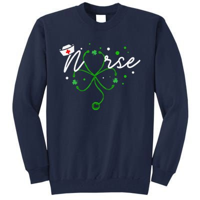 Irish Nurse Stethoscope Scrub St Patricks Day Nurses Tall Sweatshirt