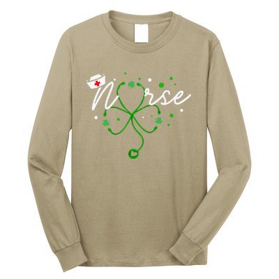 Irish Nurse Stethoscope Scrub St Patricks Day Nurses Long Sleeve Shirt