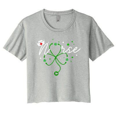 Irish Nurse Stethoscope Scrub St Patricks Day Nurses Women's Crop Top Tee