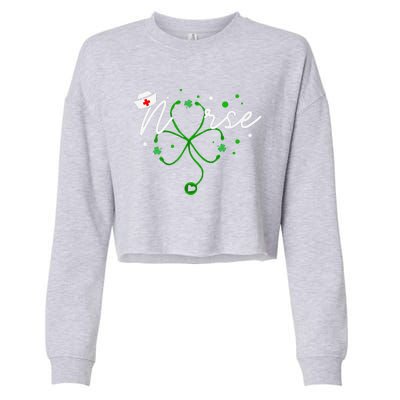 Irish Nurse Stethoscope Scrub St Patricks Day Nurses Cropped Pullover Crew