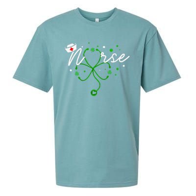 Irish Nurse Stethoscope Scrub St Patricks Day Nurses Sueded Cloud Jersey T-Shirt