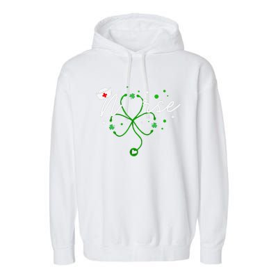 Irish Nurse Stethoscope Scrub St Patricks Day Nurses Garment-Dyed Fleece Hoodie