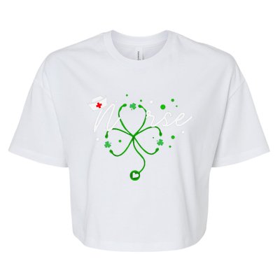 Irish Nurse Stethoscope Scrub St Patricks Day Nurses Bella+Canvas Jersey Crop Tee