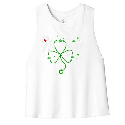 Irish Nurse Stethoscope Scrub St Patricks Day Nurses Women's Racerback Cropped Tank