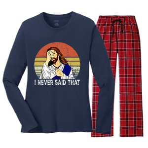 I Never Said That Funny Christian Church Jesus Women's Long Sleeve Flannel Pajama Set 