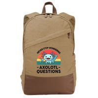 I Never Stop Axolotl Question Wondering Kids Axolotl Cotton Canvas Backpack