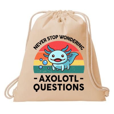 I Never Stop Axolotl Question Wondering Kids Axolotl Drawstring Bag