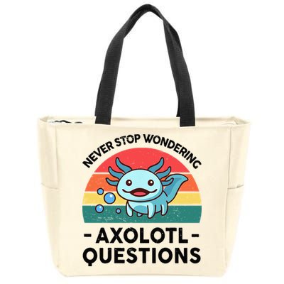I Never Stop Axolotl Question Wondering Kids Axolotl Zip Tote Bag