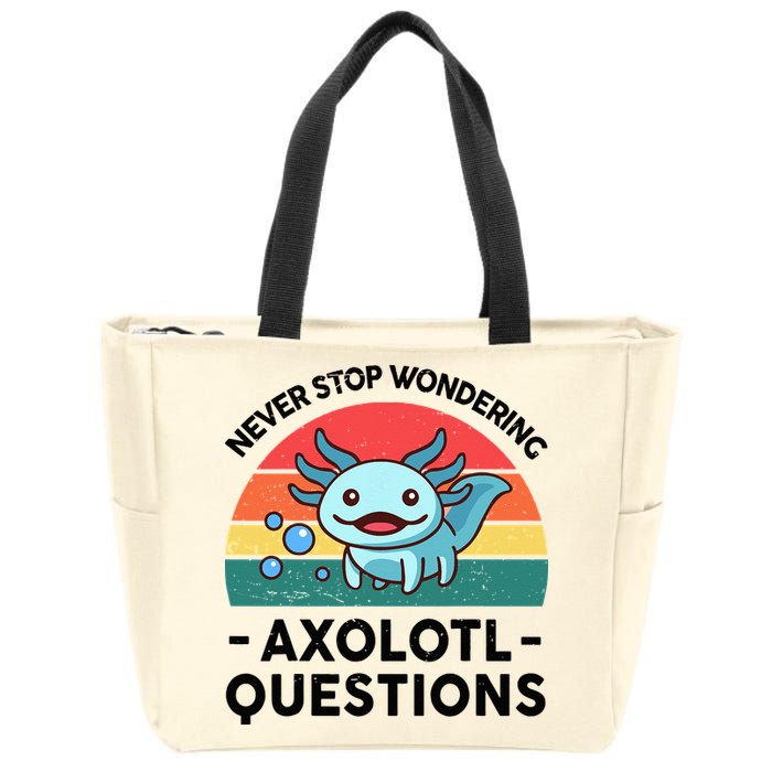 I Never Stop Axolotl Question Wondering Kids Axolotl Zip Tote Bag