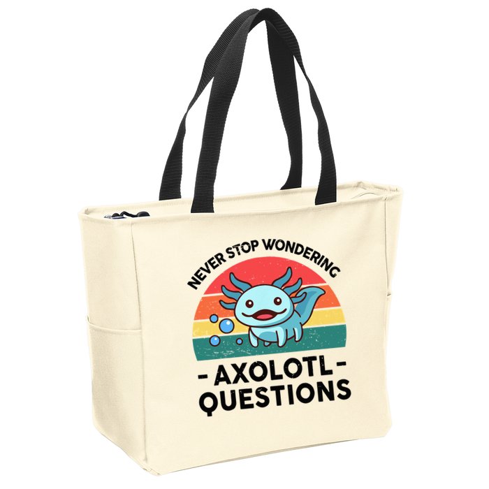 I Never Stop Axolotl Question Wondering Kids Axolotl Zip Tote Bag