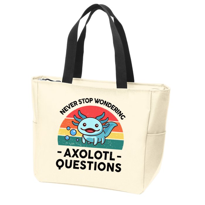 I Never Stop Axolotl Question Wondering Kids Axolotl Zip Tote Bag