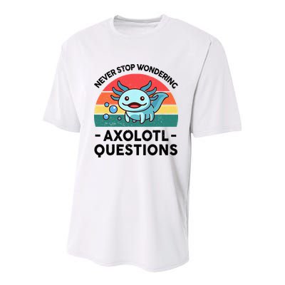 I Never Stop Axolotl Question Wondering Kids Axolotl Youth Performance Sprint T-Shirt