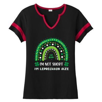 I'm Not Short Leprechaun Rainbow Plaid St Patrick's Day Meaningful Gift Ladies Halftime Notch Neck Tee