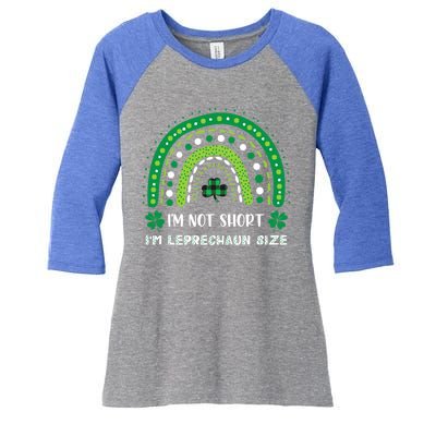 I'm Not Short Leprechaun Rainbow Plaid St Patrick's Day Meaningful Gift Women's Tri-Blend 3/4-Sleeve Raglan Shirt