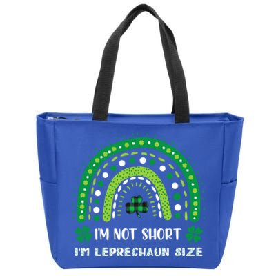 I'm Not Short Leprechaun Rainbow Plaid St Patrick's Day Meaningful Gift Zip Tote Bag