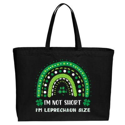 I'm Not Short Leprechaun Rainbow Plaid St Patrick's Day Meaningful Gift Cotton Canvas Jumbo Tote