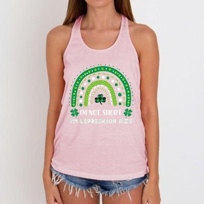 I'm Not Short Leprechaun Rainbow Plaid St Patrick's Day Meaningful Gift Women's Knotted Racerback Tank