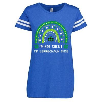 I'm Not Short Leprechaun Rainbow Plaid St Patrick's Day Meaningful Gift Enza Ladies Jersey Football T-Shirt