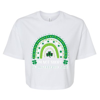 I'm Not Short Leprechaun Rainbow Plaid St Patrick's Day Meaningful Gift Bella+Canvas Jersey Crop Tee