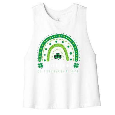 I'm Not Short Leprechaun Rainbow Plaid St Patrick's Day Meaningful Gift Women's Racerback Cropped Tank