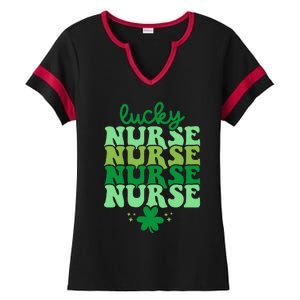 Irish Nurse St Patricks Day Shamrock Stethocsope Ladies Halftime Notch Neck Tee