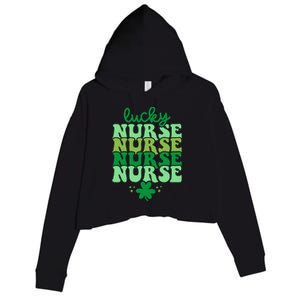 Irish Nurse St Patricks Day Shamrock Stethocsope Crop Fleece Hoodie