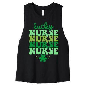 Irish Nurse St Patricks Day Shamrock Stethocsope Women's Racerback Cropped Tank