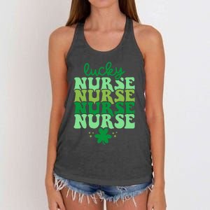 Irish Nurse St Patricks Day Shamrock Stethocsope Women's Knotted Racerback Tank