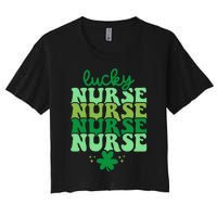 Irish Nurse St Patricks Day Shamrock Stethocsope Women's Crop Top Tee