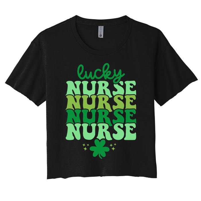 Irish Nurse St Patricks Day Shamrock Stethocsope Women's Crop Top Tee