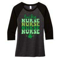 Irish Nurse St Patricks Day Shamrock Stethocsope Women's Tri-Blend 3/4-Sleeve Raglan Shirt