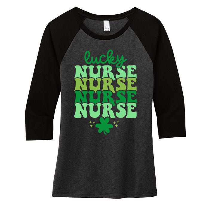 Irish Nurse St Patricks Day Shamrock Stethocsope Women's Tri-Blend 3/4-Sleeve Raglan Shirt